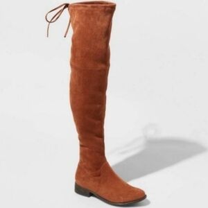 NWOT New Day Cognac Brown Faux Suede Over The Knee Boots 9.5